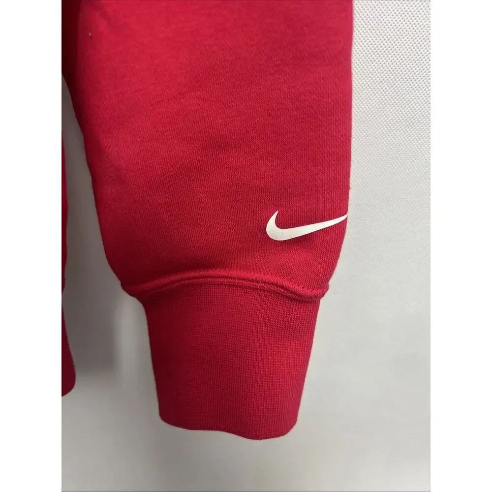 Women's NIke Metallic Oversized Fleece Hoodie XS Bery Red Zipper Pocket Pullover